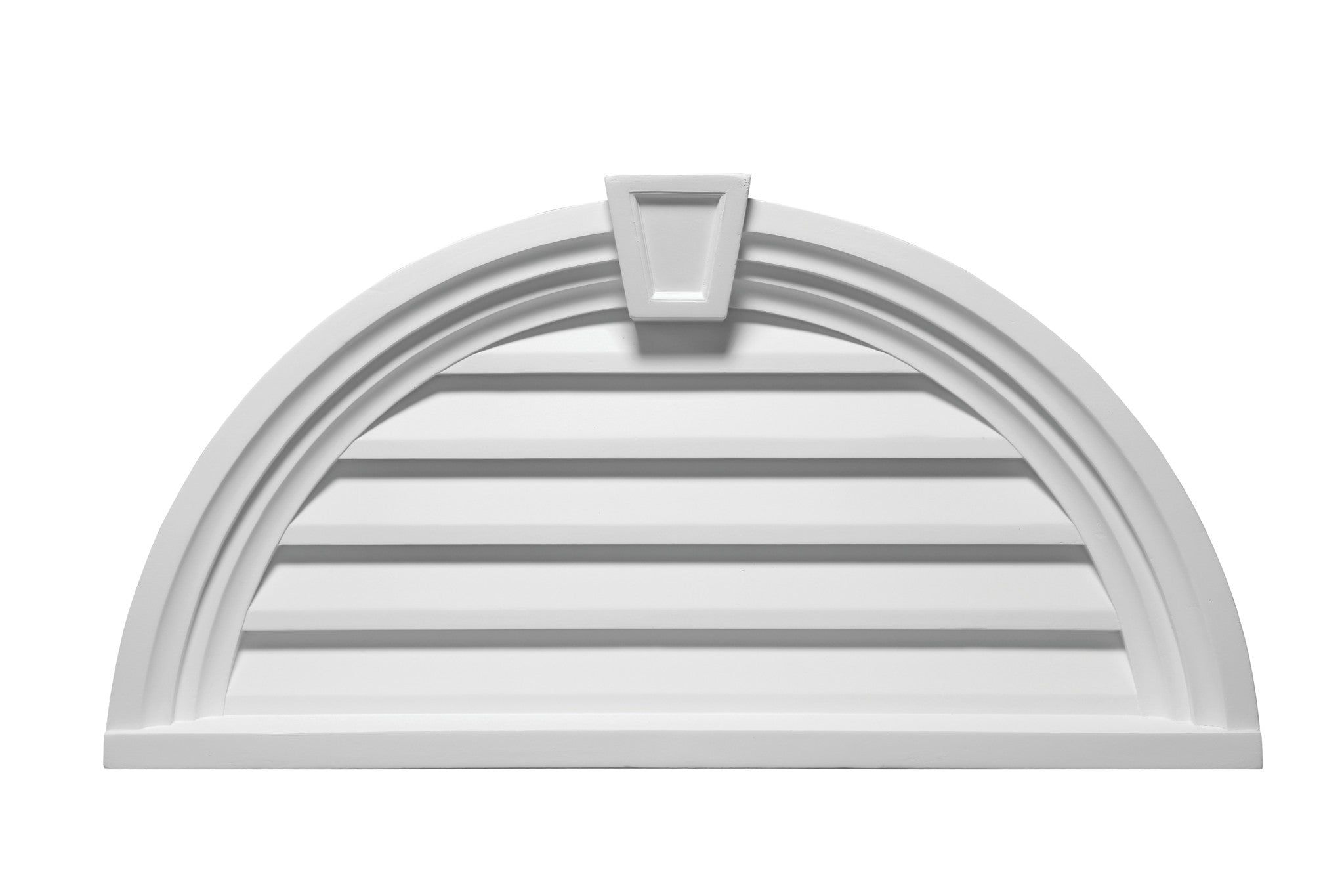 Fypon | Decorative Louver Half Round with Decorative Trim and Keystone